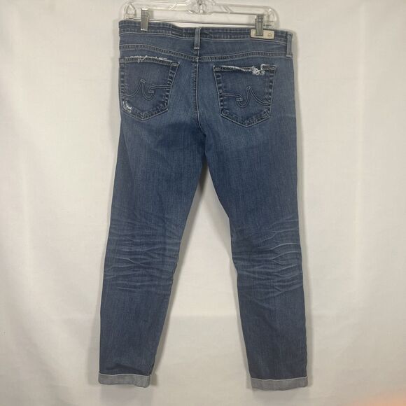 AG Adriano Goldschmied Jeans Stilt Roll-Up Cigarette Leg Distressed Blue - Picture 5 of 11